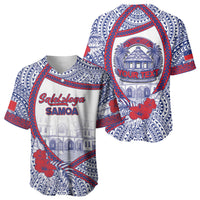 Personalised Salelologa Samoa Village Baseball Jersey Polynesian Tribal Church Landmark Hibiscus Floral