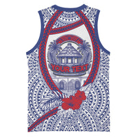 Personalised Salelologa Samoa Village Basketball Jersey Polynesian Tribal Church Landmark Hibiscus Floral