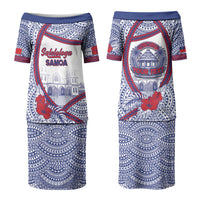 Personalised Salelologa Samoa Village Family Matching Puletasi and Hawaiian Shirt Polynesian Tribal Church Landmark Hibiscus Floral