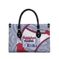 Salelologa Samoa Village Leather Bag Polynesian Tribal Church Landmark Hibiscus Floral