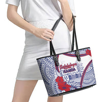 Salelologa Samoa Village Leather Tote Bag Polynesian Tribal Church Landmark Hibiscus Floral