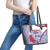 Salelologa Samoa Village Leather Tote Bag Polynesian Tribal Church Landmark Hibiscus Floral