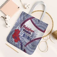Salelologa Samoa Village Tote Bag Polynesian Tribal Church Landmark Hibiscus Floral