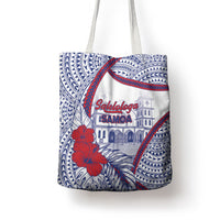 Salelologa Samoa Village Tote Bag Polynesian Tribal Church Landmark Hibiscus Floral