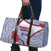 Salelologa Samoa Village Travel Bag Polynesian Tribal Church Landmark Hibiscus Floral