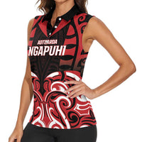 Custom Aotearoa Ngapuhi Women Sleeveless Polo Shirt Maori Pattern New Zealand - Polynesian Pride