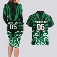 Custom Aotearoa Ngai Tahu Couples Matching Long Sleeve Bodycon Dress and Hawaiian Shirt Maori Pattern New Zealand - Polynesian Pride