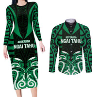 Custom Aotearoa Ngai Tahu Couples Matching Long Sleeve Bodycon Dress and Long Sleeve Button Shirt Maori Pattern New Zealand - Polynesian Pride