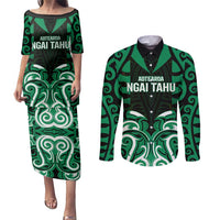 Custom Aotearoa Ngai Tahu Couples Matching Puletasi and Long Sleeve Button Shirt Maori Pattern New Zealand - Polynesian Pride