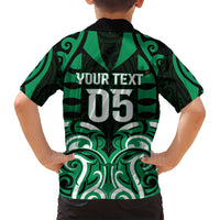 Custom Aotearoa Ngai Tahu Family Matching Off Shoulder Short Dress and Hawaiian Shirt Maori Pattern New Zealand DT05 - Polynesian Pride