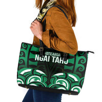 Aotearoa Ngai Tahu Leather Tote Bag Maori Pattern New Zealand - Polynesian Pride