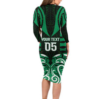 Custom Aotearoa Ngai Tahu Long Sleeve Bodycon Dress Maori Pattern New Zealand - Polynesian Pride
