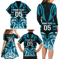 Custom Aotearoa Ngati Porou Family Matching Long Sleeve Bodycon Dress and Hawaiian Shirt Maori Pattern New Zealand DT05 - Polynesian Pride