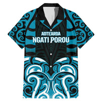 Custom Aotearoa Ngati Porou Family Matching Mermaid Dress and Hawaiian Shirt Maori Pattern New Zealand DT05 Dad's Shirt - Short Sleeve Blue - Polynesian Pride
