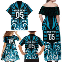 Custom Aotearoa Ngati Porou Family Matching Off Shoulder Maxi Dress and Hawaiian Shirt Maori Pattern New Zealand - Polynesian Pride