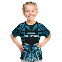 Custom Aotearoa Ngati Porou Kid T Shirt Maori Pattern New Zealand - Polynesian Pride