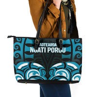 Aotearoa Ngati Porou Leather Tote Bag Maori Pattern New Zealand - Polynesian Pride