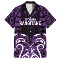 Custom Aotearoa Rangitane Family Matching Short Sleeve Bodycon Dress and Hawaiian Shirt Maori Pattern New Zealand DT05 Dad's Shirt - Short Sleeve Purple - Polynesian Pride
