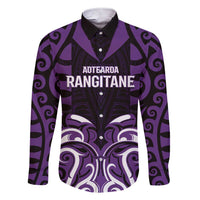 Custom Aotearoa Rangitane Family Matching Short Sleeve Bodycon Dress and Hawaiian Shirt Maori Pattern New Zealand DT05 Dad's Shirt - Long Sleeve Purple - Polynesian Pride