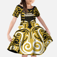 Custom Aotearoa Taranaki Kid Short Sleeve Dress Maori Pattern New Zealand - Polynesian Pride