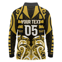 Custom Aotearoa Taranaki Long Sleeve Polo Shirt Maori Pattern New Zealand - Polynesian Pride