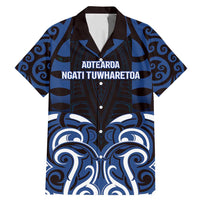 Custom Aotearoa Ngati Tuwharetoa Family Matching Mermaid Dress and Hawaiian Shirt Maori Pattern New Zealand DT05 Dad's Shirt - Short Sleeve Navy - Polynesian Pride