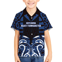 Custom Aotearoa Ngati Tuwharetoa Family Matching Off The Shoulder Long Sleeve Dress and Hawaiian Shirt Maori Pattern New Zealand - Polynesian Pride