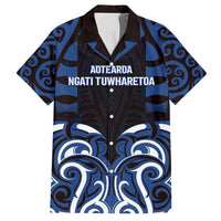 Custom Aotearoa Ngati Tuwharetoa Family Matching Puletasi and Hawaiian Shirt Maori Pattern New Zealand DT05 Dad's Shirt - Short Sleeve Navy - Polynesian Pride