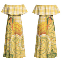 Hawaii Palaka Couples Matching Off Shoulder Maxi Dress and Hawaiian Shirt Cute Ripe Mango Turtle On The Waves