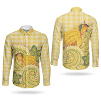 Hawaii Palaka Couples Matching Summer Maxi Dress and Long Sleeve Button Shirt Cute Ripe Mango Turtle On The Waves