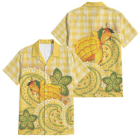 Hawaii Palaka Family Matching Off Shoulder Short Dress and Hawaiian Shirt Cute Ripe Mango Turtle On The Waves
