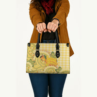 Hawaii Palaka Leather Bag Cute Ripe Mango Turtle On The Waves