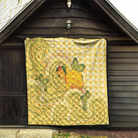 Hawaii Palaka Quilt Cute Ripe Mango Turtle On The Waves