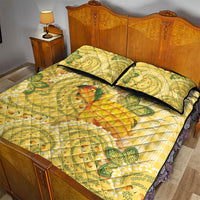 Hawaii Palaka Quilt Bed Set Cute Ripe Mango Turtle On The Waves