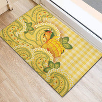 Hawaii Palaka Rubber Doormat Cute Ripe Mango Turtle On The Waves