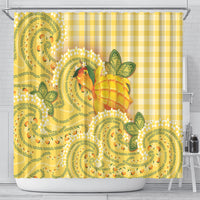 Hawaii Palaka Shower Curtain Cute Ripe Mango Turtle On The Waves