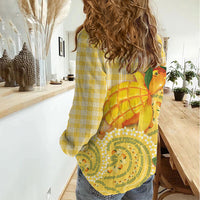 Hawaii Palaka Women Casual Shirt Cute Ripe Mango Turtle On The Waves