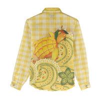 Hawaii Palaka Women Casual Shirt Cute Ripe Mango Turtle On The Waves
