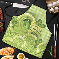 Hawaii Palaka Apron Cute Green Mango Turtle On The Waves