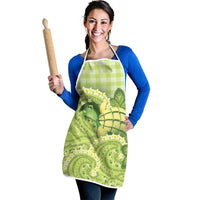 Hawaii Palaka Apron Cute Green Mango Turtle On The Waves