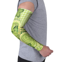 Hawaii Palaka Arm Sleeves Cute Green Mango Turtle On The Waves