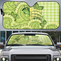 Hawaii Palaka Auto Sun Shade Cute Green Mango Turtle On The Waves