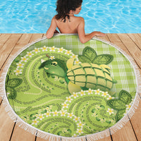 Hawaii Palaka Beach Blanket Cute Green Mango Turtle On The Waves
