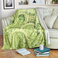 Hawaii Palaka Blanket Cute Green Mango Turtle On The Waves