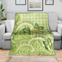 Hawaii Palaka Blanket Cute Green Mango Turtle On The Waves