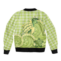 Hawaii Palaka Bomber Jacket Cute Green Mango Turtle On The Waves