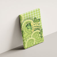 Hawaii Palaka Canvas Wall Art Cute Green Mango Turtle On The Waves