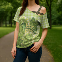 Hawaii Palaka Cross Shoulder Shirt Cute Green Mango Turtle On The Waves