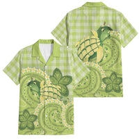 Hawaii Palaka Family Matching Long Sleeve Bodycon Dress and Hawaiian Shirt Cute Green Mango Turtle On The Waves
