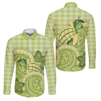 Hawaii Palaka Family Matching Long Sleeve Bodycon Dress and Hawaiian Shirt Cute Green Mango Turtle On The Waves